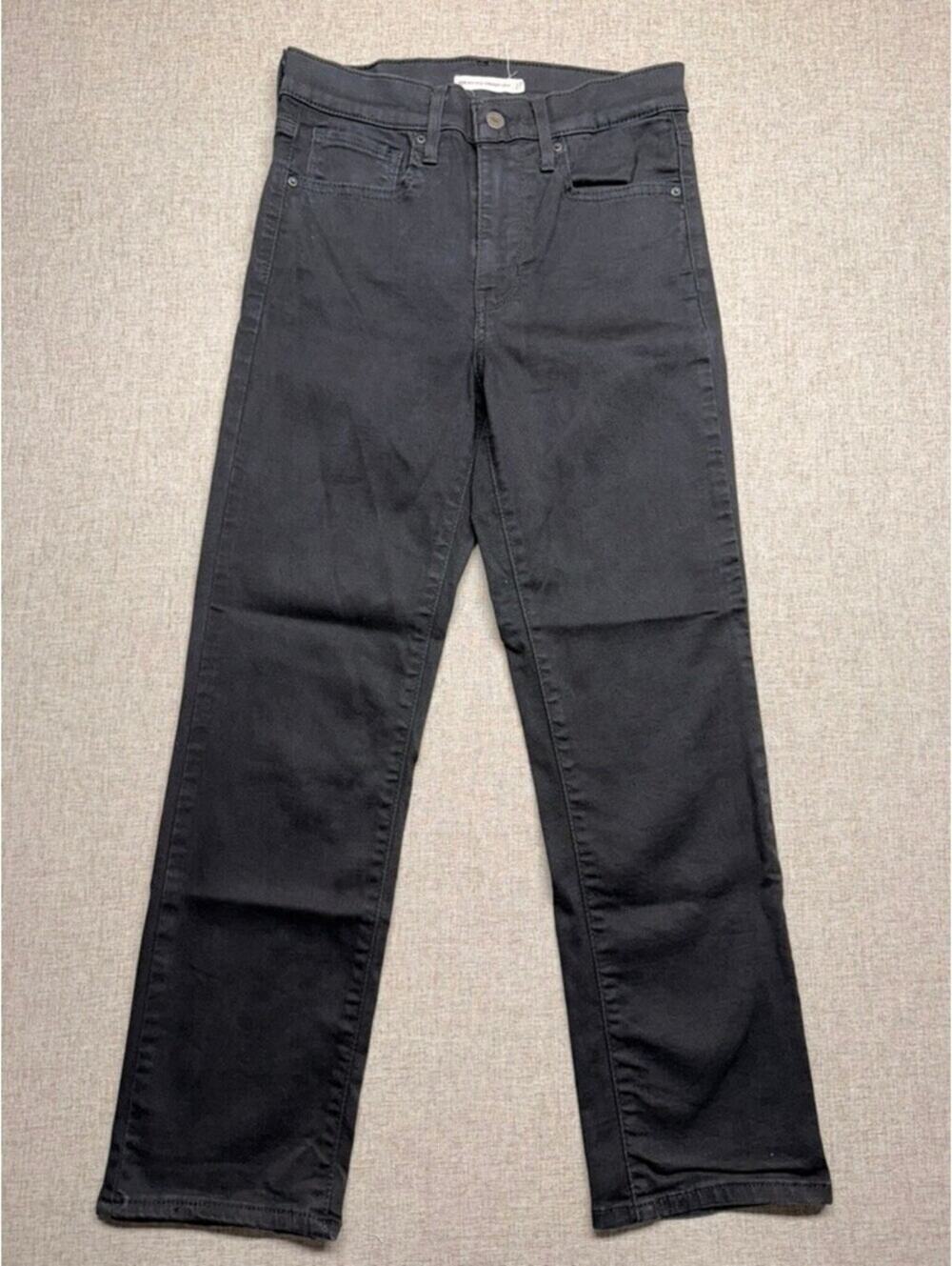 Levi's 724 High Rise Straight Crop Jeans Black Stretch Women's Size 27
